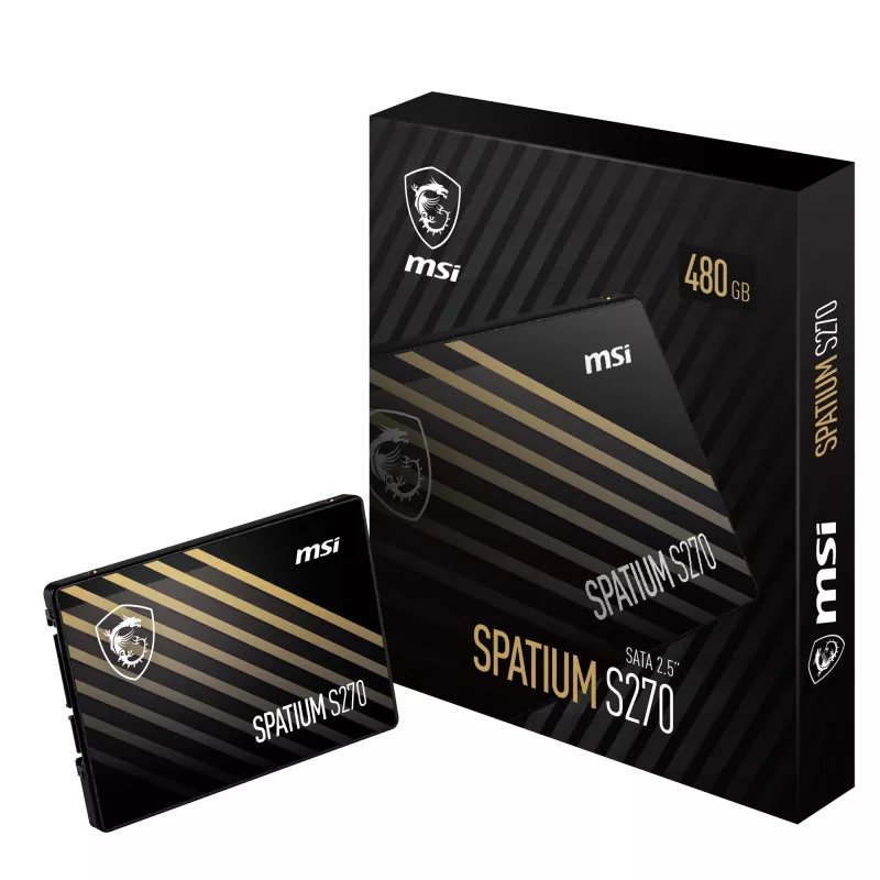 2.5-tolline SATA III SSD MSI SPATIUM S270 480GB — 3D NAND, kirjutuskiirus 450 MB/s, MTBF 2 M h