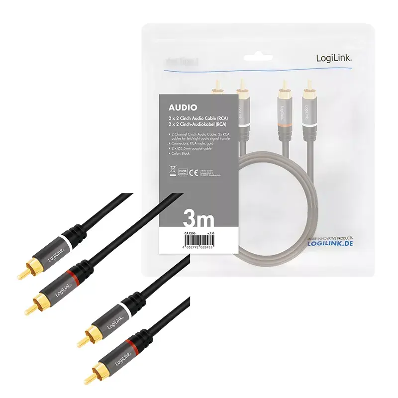 Audio kaabel LogiLink CA1206 3m 2xRCA Must