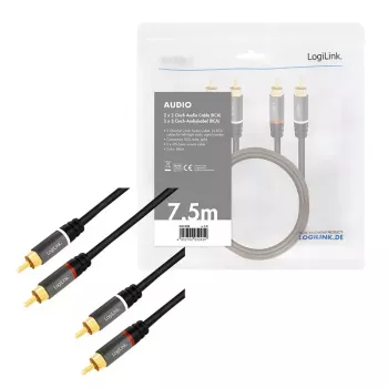 Audio kaabel LogiLink CA1208 7.5m 2 x RCA Must