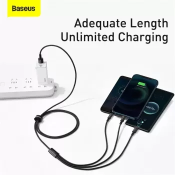 3-in-1 USB-kaabel Baseus Tungsten Gold CAMLTWJ-01