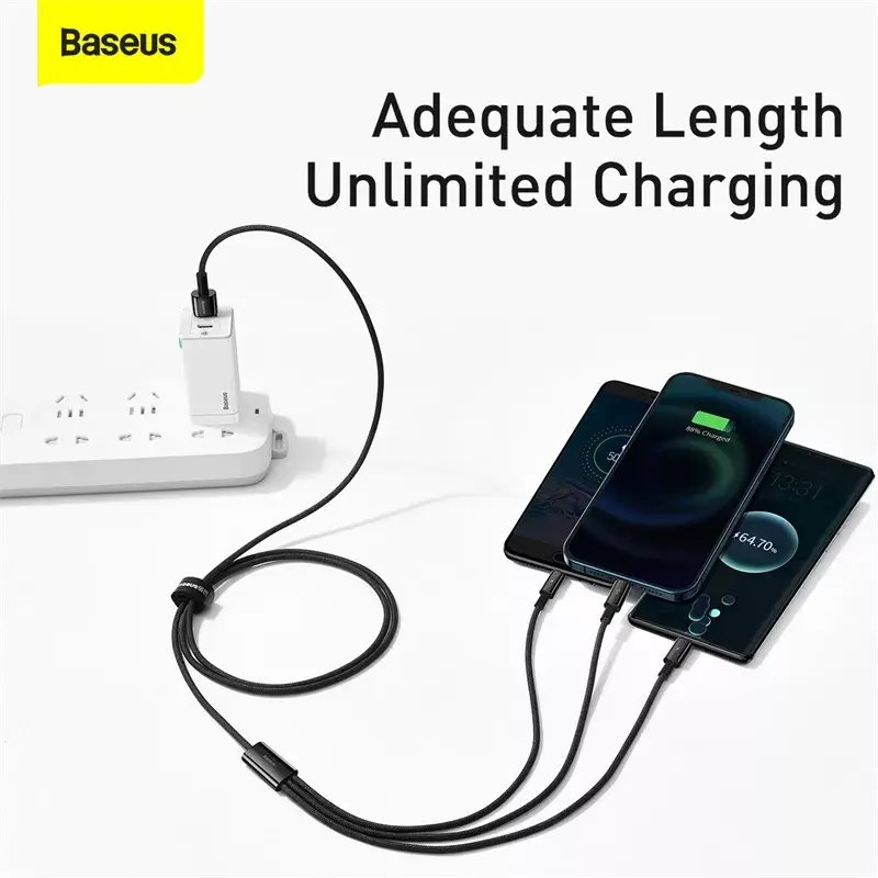3-in-1 USB-kaabel Baseus Tungsten Gold CAMLTWJ-01
