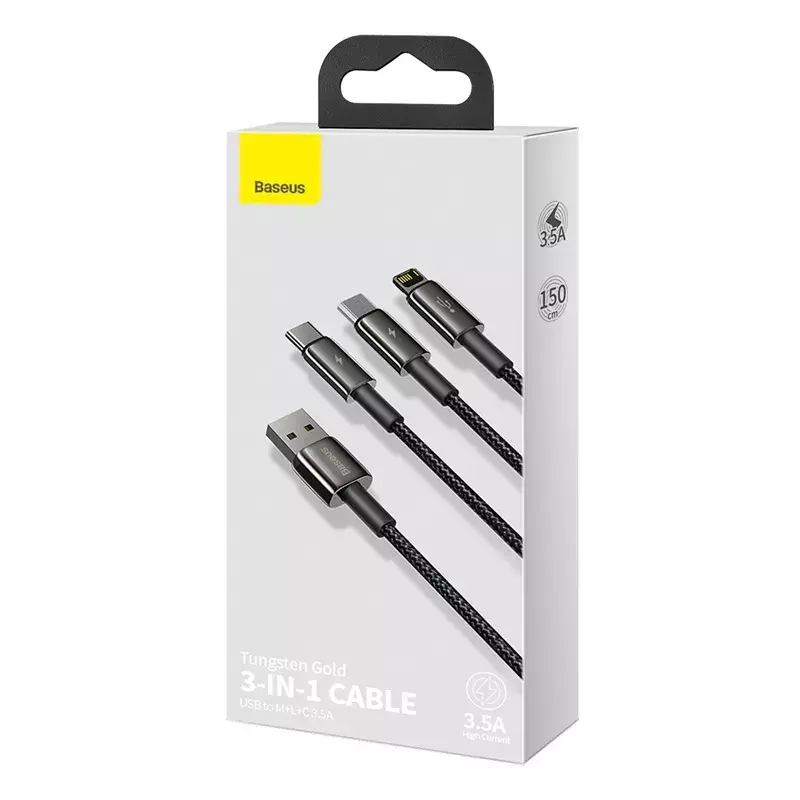 3-in-1 USB-kaabel Baseus Tungsten Gold CAMLTWJ-01