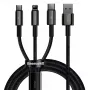 3-in-1 USB-kaabel Baseus Tungsten Gold CAMLTWJ-01