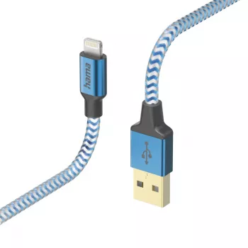 kaabel Hama Reflective 1.5 m Blue Lightning to USB A 2.4 A