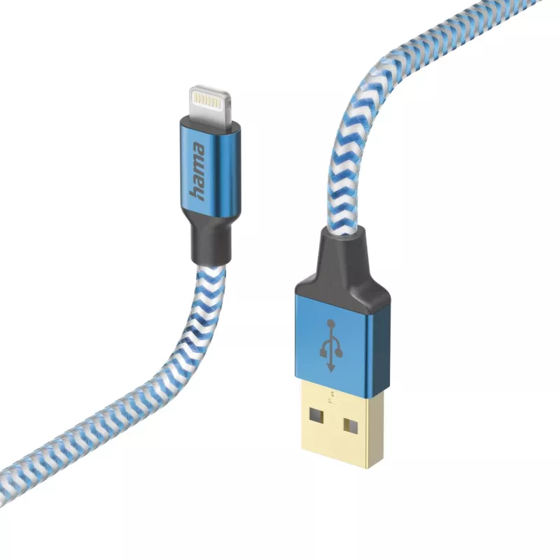 kaabel Hama Reflective 1.5 m Blue Lightning to USB A 2.4 A