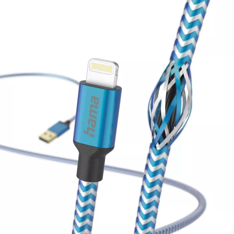 kaabel Hama Reflective 1.5 m Blue Lightning to USB A 2.4 A