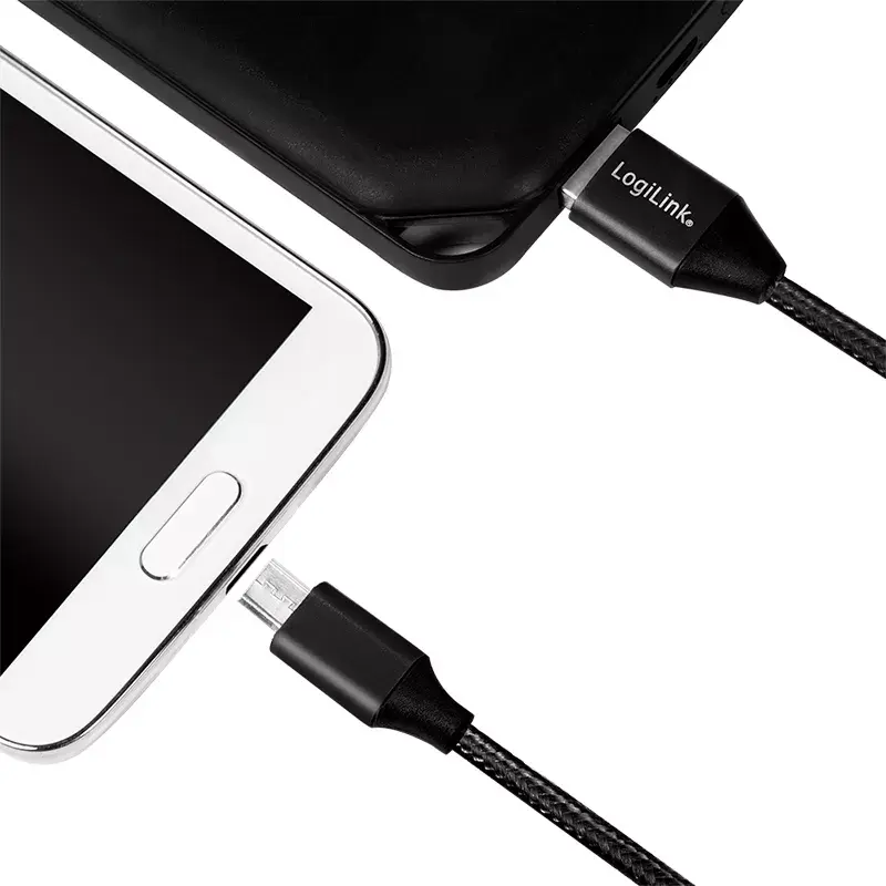 USB-kaabel LogiLink CU0143 USB 2.0 0,3 m USB A Micro-USB B Must