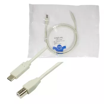 USB-kaabel LogiLink CU0160 USB 2.0 1m USB C USB B valge