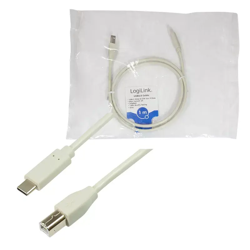 USB-kaabel LogiLink CU0160 USB 2.0 1m USB C USB B valge