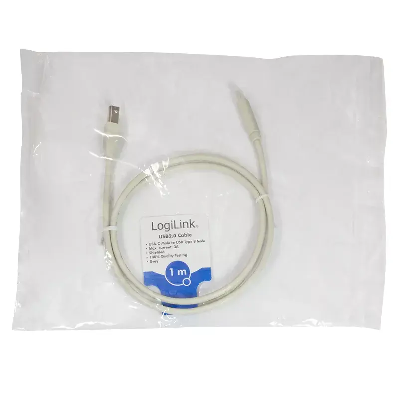USB-kaabel LogiLink CU0160 USB 2.0 1m USB C USB B valge