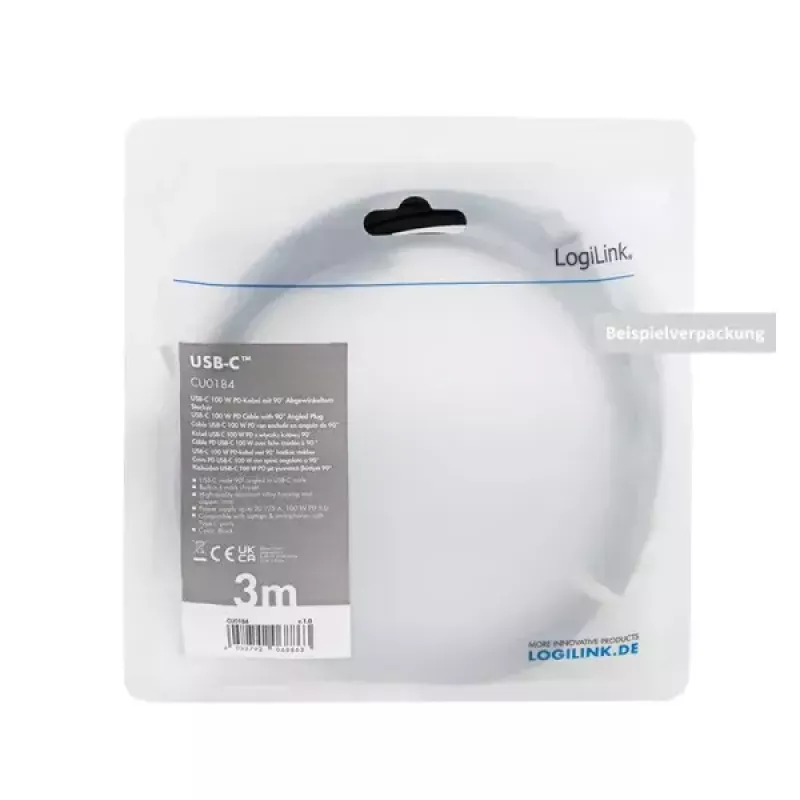 USB-kaabel LogiLink CU0183 2m USB C Must Hõbedane USB 2.0
