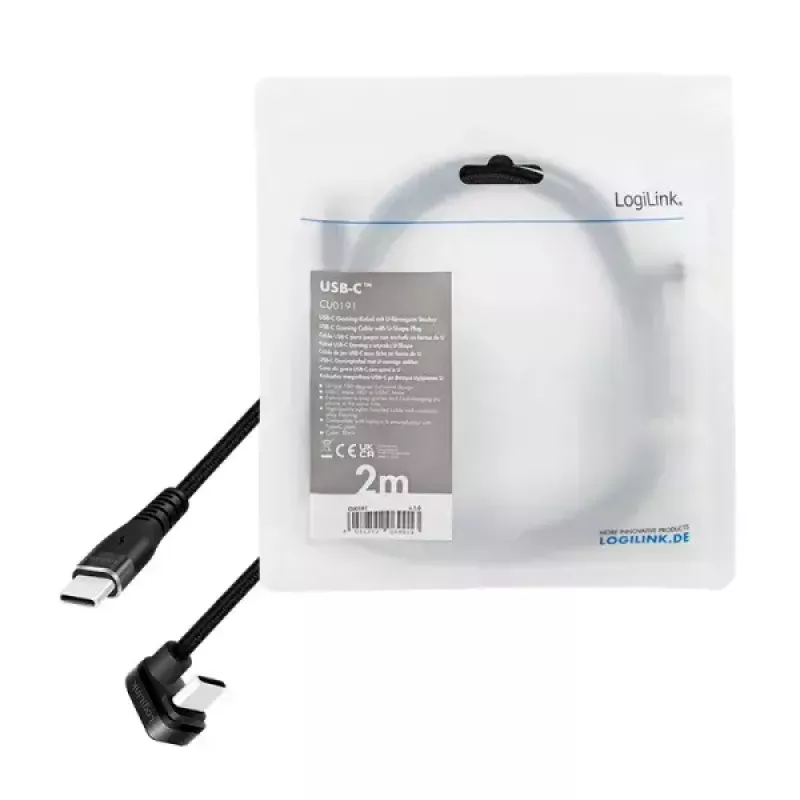 LogiLink CU0191 USB-kaabel USB 2.0 2 m USB C Must