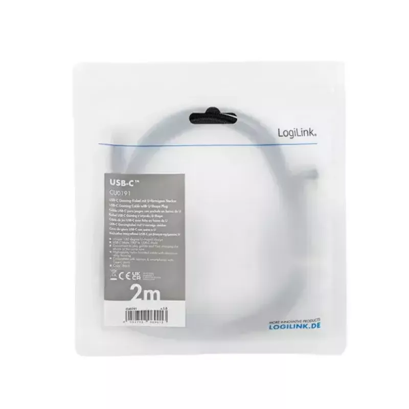 LogiLink CU0191 USB-kaabel USB 2.0 2 m USB C Must