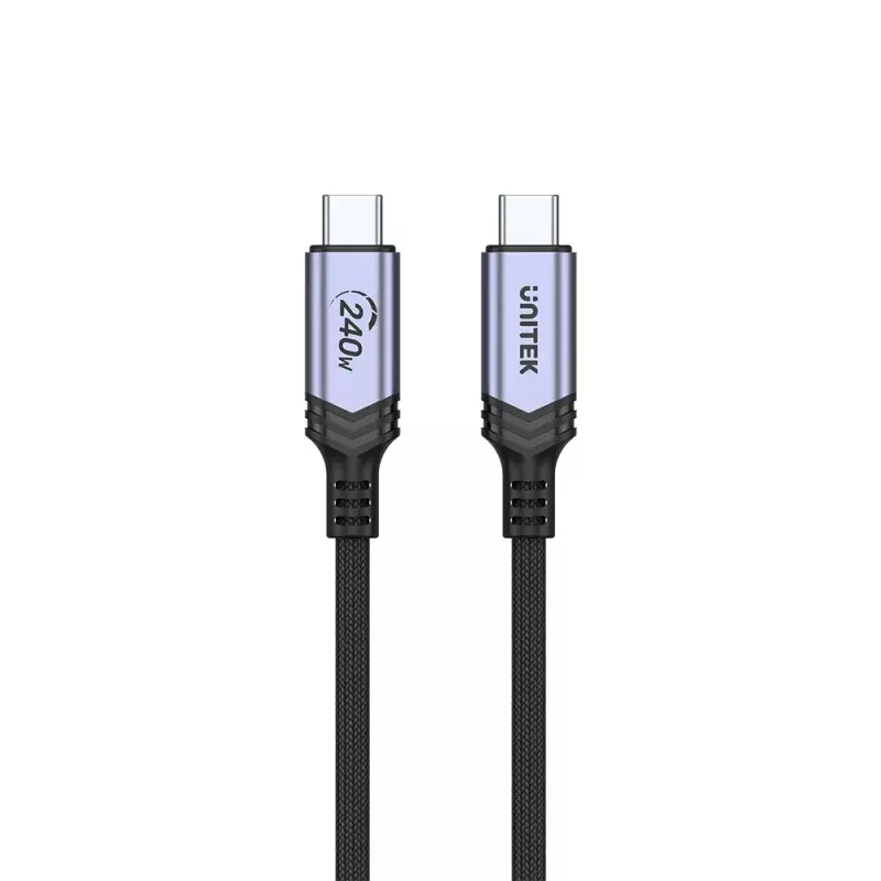 USB-C–USB-C kaabel Unitek C14110GY-2M USB 3.2 Gen 1, 2 m, 5 A, 240 W, must