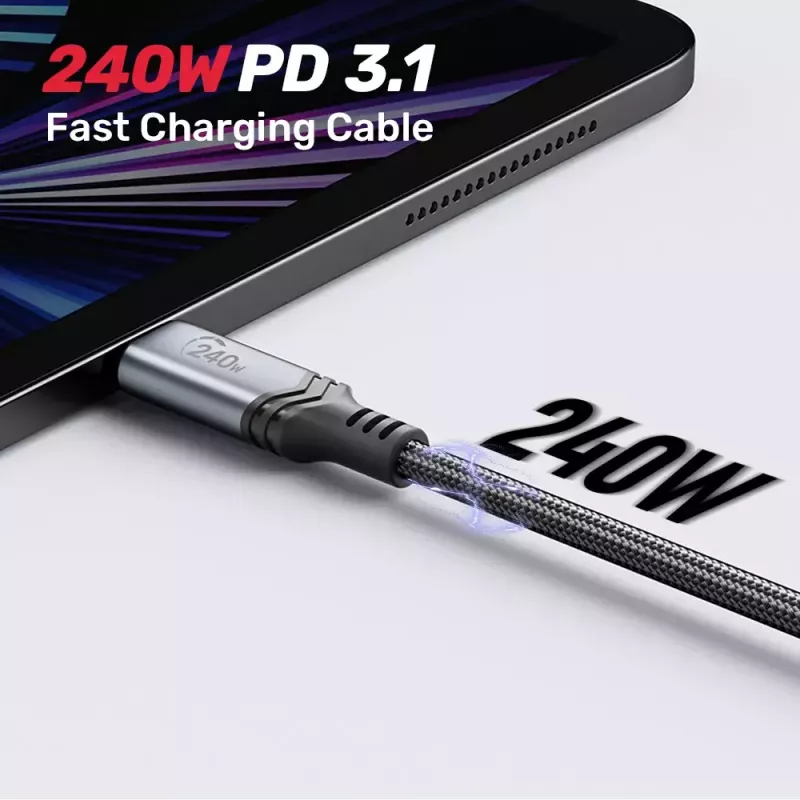 USB-C–USB-C kaabel Unitek C14110GY-2M USB 3.2 Gen 1, 2 m, 5 A, 240 W, must