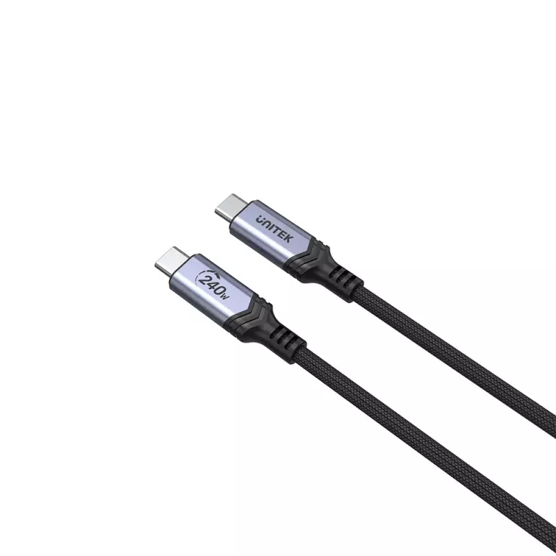 USB-C–USB-C kaabel Unitek C14110GY-2M USB 3.2 Gen 1, 2 m, 5 A, 240 W, must