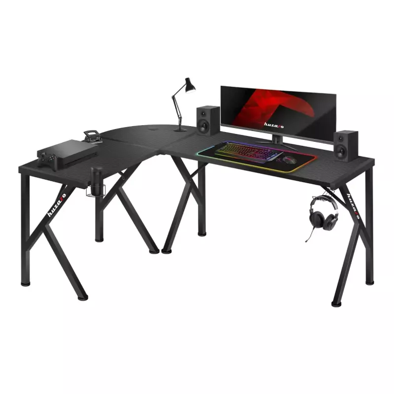 Nurgamängulaud Huzaro Hero 6.3 Must L-kujuline süsinikkiust pealispind 1540×1170×740 mm