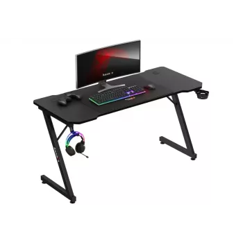 Ergonoomiline mängulaud huzaro Hero 3.3 Must — sirge ristkülikukujuline 1400x600 mm, 740 mm kõrgust, 15 mm lauaplaat
