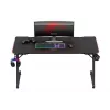 Mängulaud huzaro Hero 3.3 RGB — must sirge lauaplaat 1400x600 mm, LED-valgustus, topsihoidja, kõrvaklapi konk
