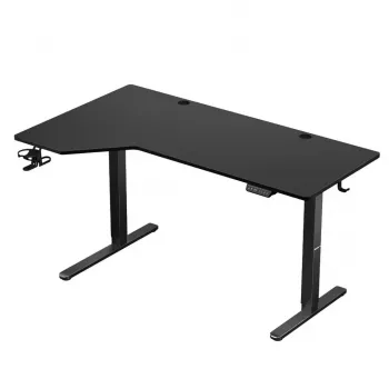 Mängulaud huzaro Hero 9.1 Must — L-kujuline MDF-plaat, USB-C laadimine, LED-juhtimine, reguleeritav kõrgus 72–118 cm