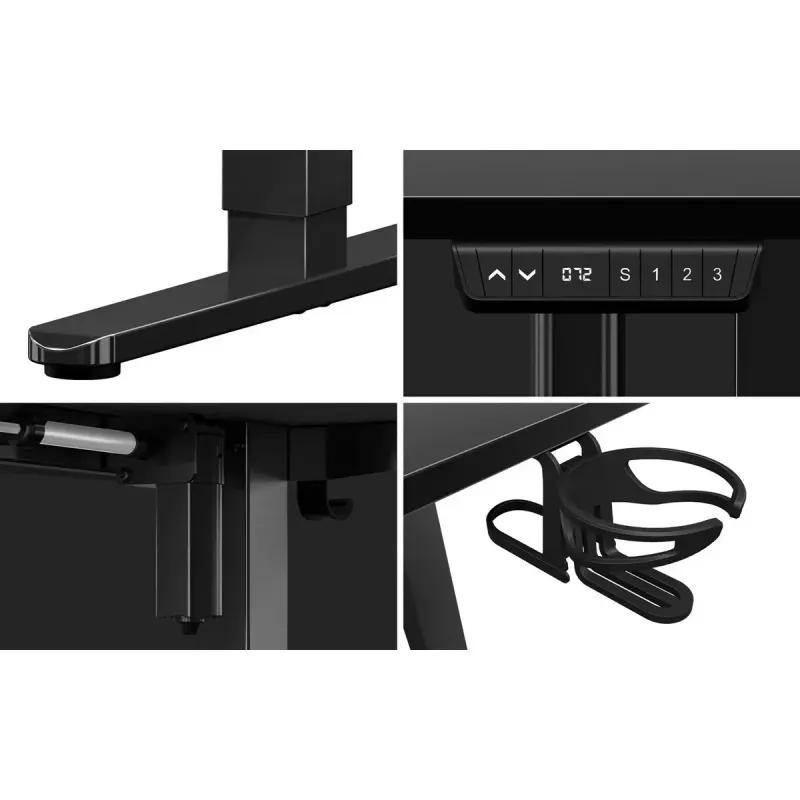 Mängulaud huzaro Hero 9.1 Must — L-kujuline MDF-plaat, USB-C laadimine, LED-juhtimine, reguleeritav kõrgus 72–118 cm