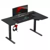 Mängulaud huzaro Hero 9.1 Must — L-kujuline MDF-plaat, USB-C laadimine, LED-juhtimine, reguleeritav kõrgus 72–118 cm