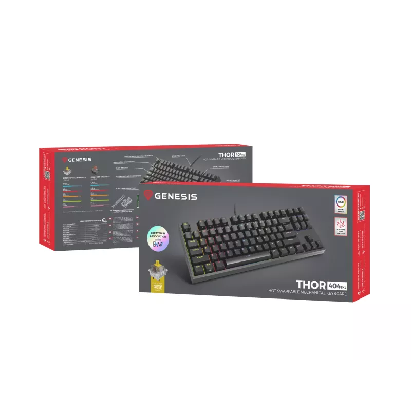 GENESIS Thor 404 TKL klaviatuur Mängimine USB QWERTY US International Must