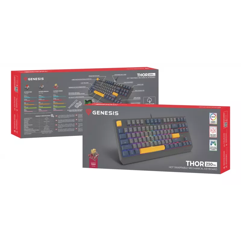 GENESIS Thor 230 TKL klaviatuur Gaming USB QWERTY English Blue