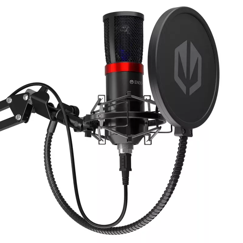PC mikrofon ENDORFY Solum Streaming, USB-C juhtmega kardioidne, 48 kHz/16-bit, 18–21000 Hz, lauakinnitus, põrutuskinnitus ja popfilter
