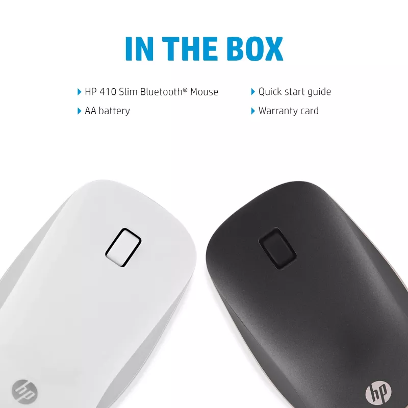 HP 410 õhuke Silver Bluetooth-hiir, Mõlemakäeline, Bluetooth, 2000 DPI, hõbedane