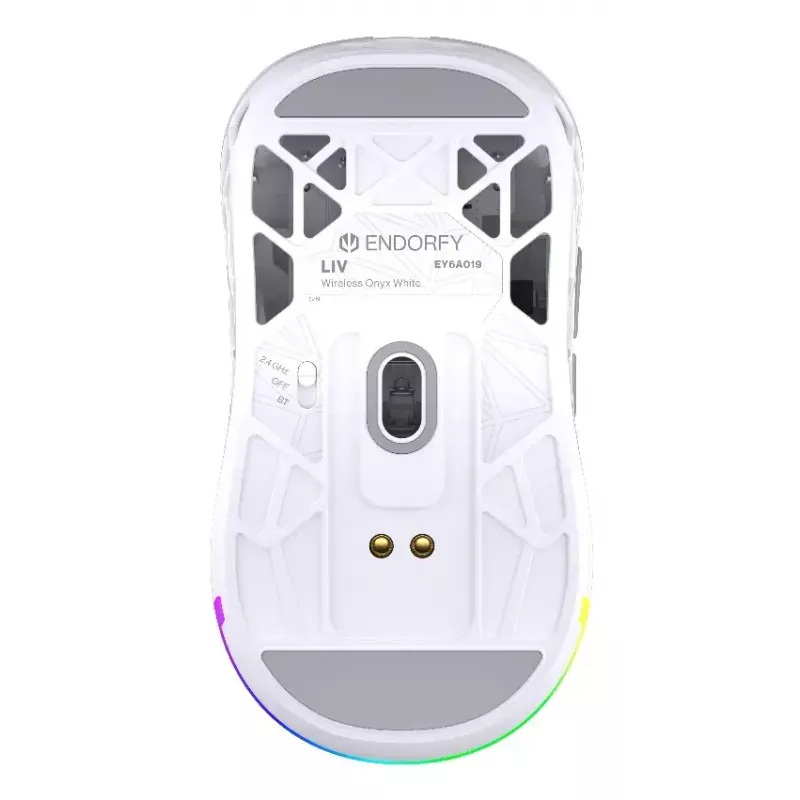 Juhtmevaba mängurihiir ENDORFY LIV Onyx Valge — Bluetooth/2.4GHz, 12000 DPI, mõlemakäeline, aRGB-valgustus, 6 nuppu, USB-A/USB-C kaabel