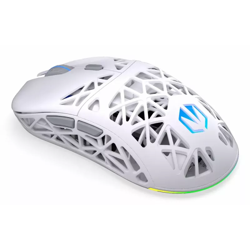 Juhtmevaba mängurihiir ENDORFY LIV Onyx Valge — Bluetooth/2.4GHz, 12000 DPI, mõlemakäeline, aRGB-valgustus, 6 nuppu, USB-A/USB-C kaabel