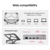 Sülearvutialus Unitek D1109A — alumiiniumist reguleeritav alus koos USB-C-jaoturiga, HDMI, Gigabit Ethernet (sobib 14–17-tollisele)