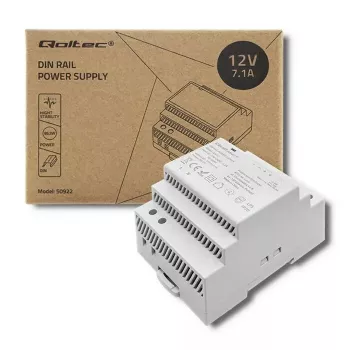 DIN-liistule paigaldatav toiteplokk QOLTEC 50922 — 12V 7.1A väljund, 85.2W