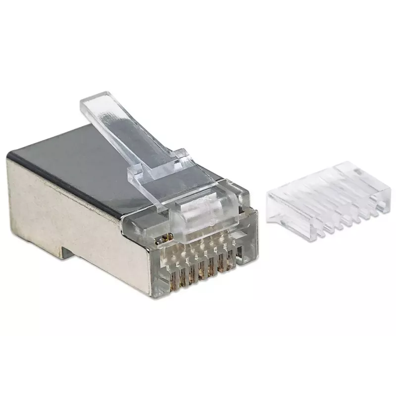 Intellinet RJ45 modulaarpistikud Pro Line, Cat6, STP, 3-hambaline, tahke- ja keerukaablile, 50 µ kullatud kontaktid, 90 tk pakend
