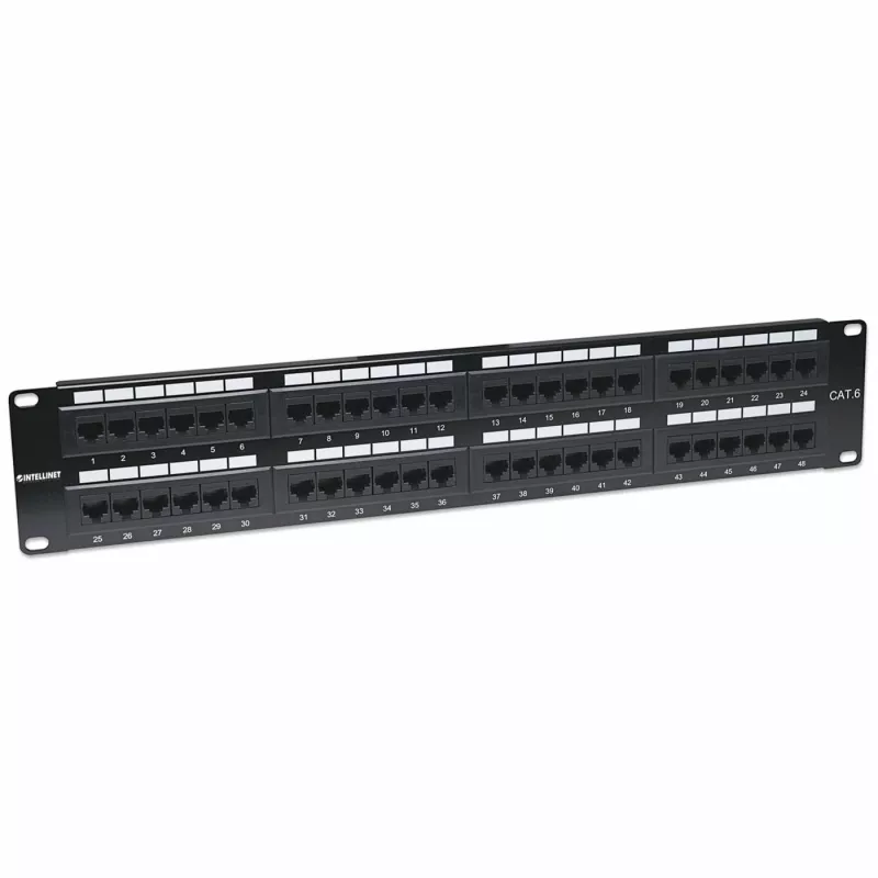 Intellinet Patch Panel, Cat6, UTP, 48-Port, 2U, Must