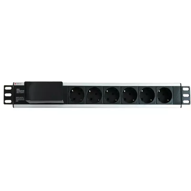 Techly I-CASE STRIP-16SH toitejaotusseade (PDU) 6 vahelduvvoolu pistikupesa 1,5U Must, Hõbedane