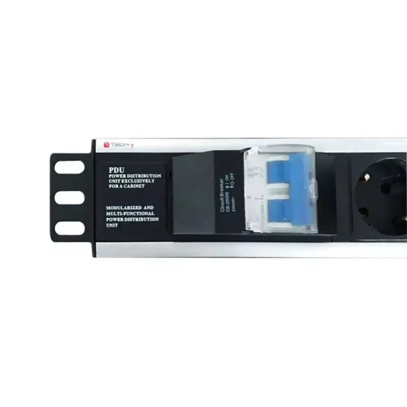 Techly I-CASE STRIP-16SH toitejaotusseade (PDU) 6 vahelduvvoolu pistikupesa 1,5U Must, Hõbedane