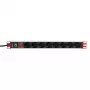 Techly Rack 19-tolline pistikupesariba 8 pesa Schuko pistik, toiteplokk, must, 1,05 kg