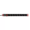 Techly Rack 19-tolline pistikupesariba 8 pesa Schuko pistik, toiteplokk, must, 1,05 kg