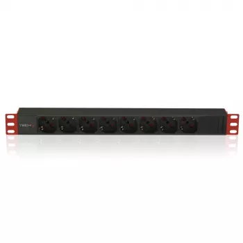 Techly Multi-Pistikupesa 8 Pistikupesa Racki jaoks 19 tolli C14 Pistmik 1 HE Must Punane
