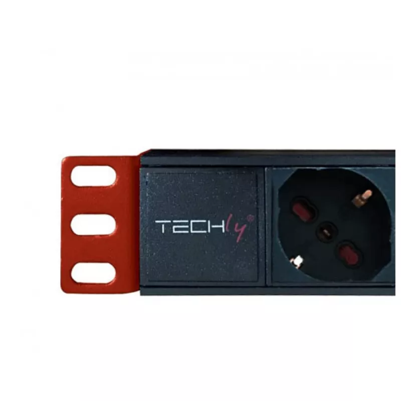 Techly Multi-Pistikupesa 8 Pistikupesa Racki jaoks 19 tolli C14 Pistmik 1 HE Must Punane