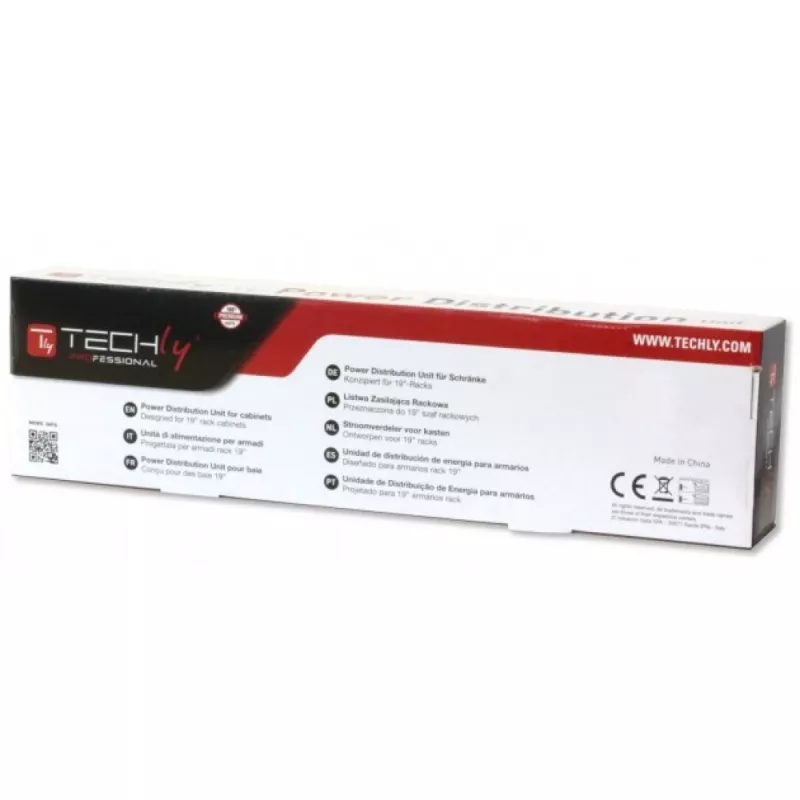 Techly Multi-Pistikupesa 8 Pistikupesa Racki jaoks 19 tolli C14 Pistmik 1 HE Must Punane