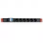 Techly I-CASE STRIP-61UD jaotusseade (PDU) 6 vahelduvvoolupistikut 1U Must, Punane