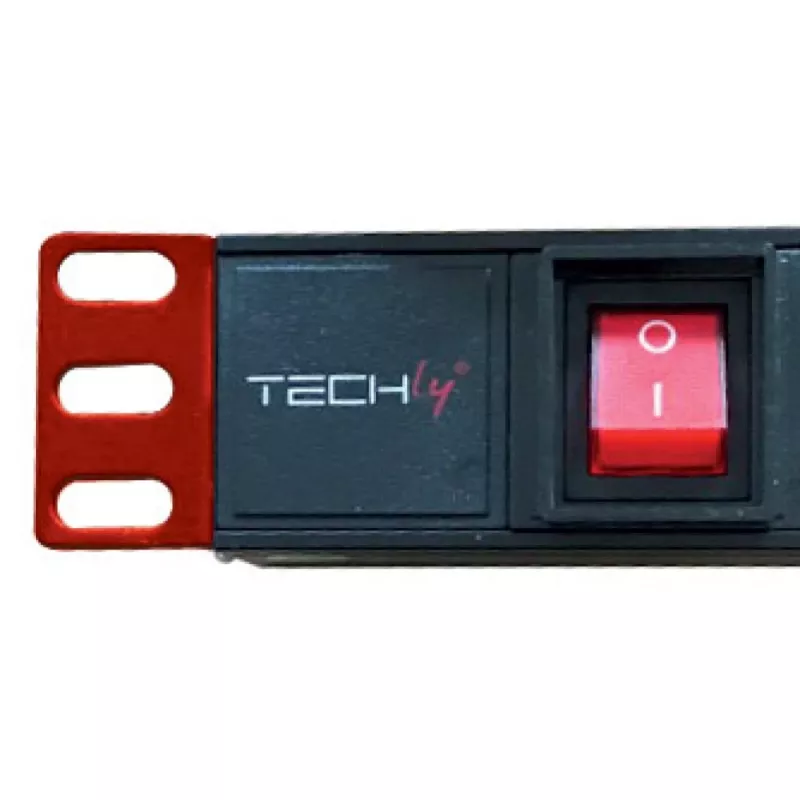 Techly I-CASE STRIP-18C20 toitejaotusseade (PDU) 8 vahelduvvoolupistikupesa 1U Must, Punane
