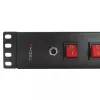 Techly 8 pesaga 19-tolline rack-toitepistik 8 SISSE/VÄLJA lülitiga, 1,5U