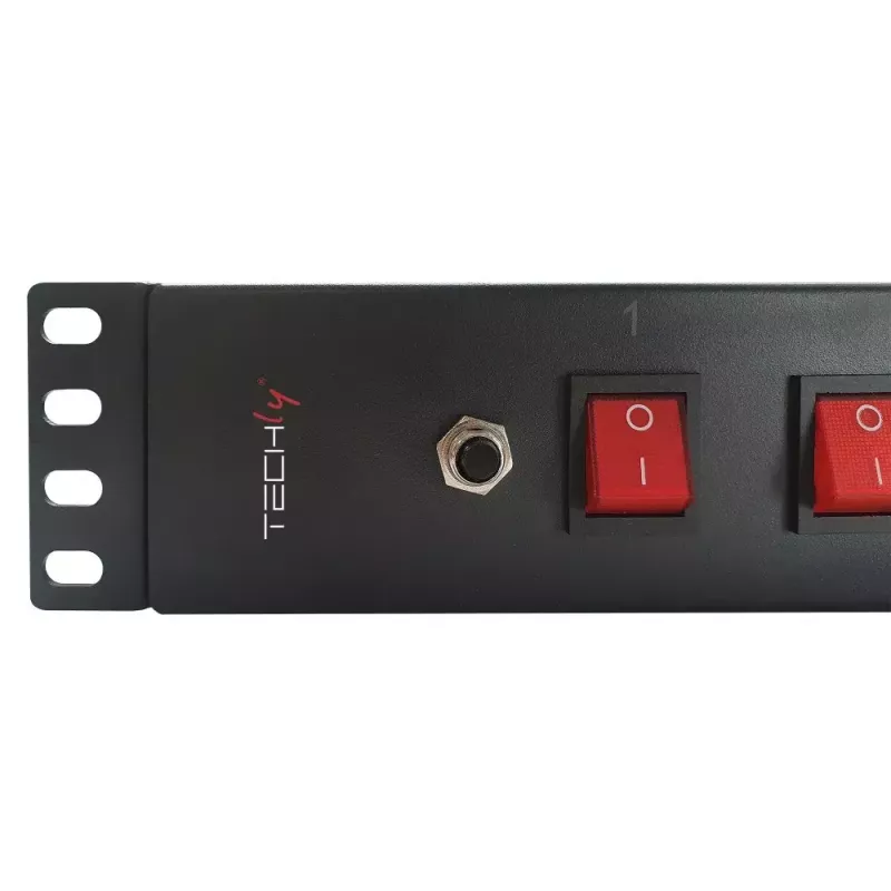 Techly 8 pesaga 19-tolline rack-toitepistik 8 SISSE/VÄLJA lülitiga, 1,5U