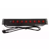Techly 8 pesaga 19-tolline rack-toitepistik 8 SISSE/VÄLJA lülitiga, 1,5U