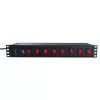 Techly 8 pesaga 19-tolline rack-toitepistik 8 SISSE/VÄLJA lülitiga, 1,5U