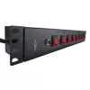 Techly 8 pesaga 19-tolline rack-toitepistik 8 SISSE/VÄLJA lülitiga, 1,5U